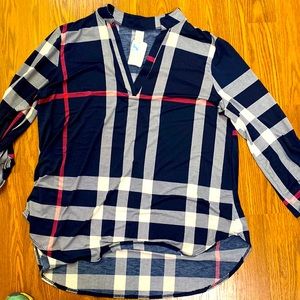 Striped long sleeve dress shirt for women